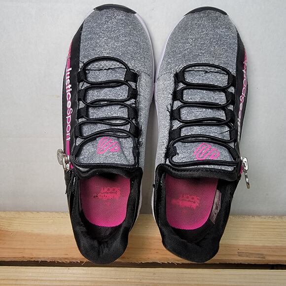 Justice Sport Girls Grey & Black Sneaker w/ Side Zipper - Size 2 - Picture 2 of 6